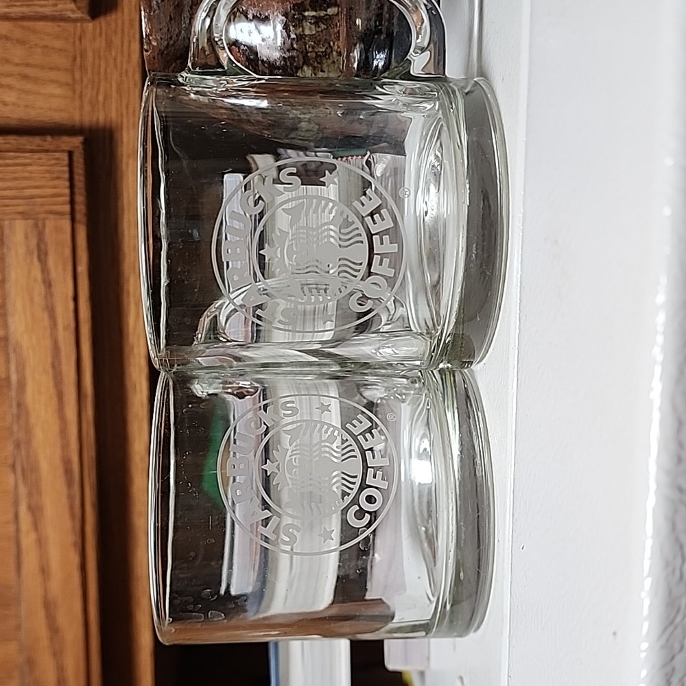 Set of Two Starbucks Clear Glass Mermaid Etched Logo Mug Coffee Mug 350ml
